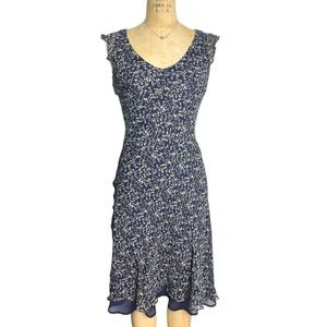 Vtg Anne Klein Silk Floral Midi Dress Cap Sleeve Sz S Romantic Spring Feminine